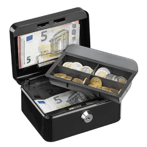 Wedo Geldkassette Standard, 12 Fächer, 30 x 24 x 9 cm, Zahlenschloss, grau,  149758012