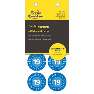 80 AVERY Zweckform Prüfplaketten 6946 blau 80 AVERY Zweckform Prüfplaketten 6946 blau