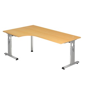 Höhenverstellbarer Schreibtisch buche L-Form Höhenverstellbarer Schreibtisch buche L-Form